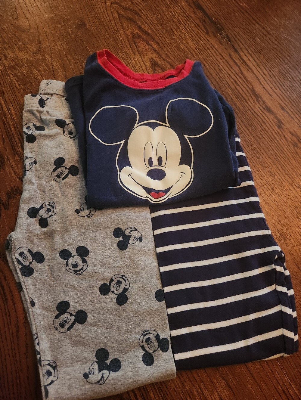 Disney Navy, Gray & Red Mickey 3-Piece Pajama Set